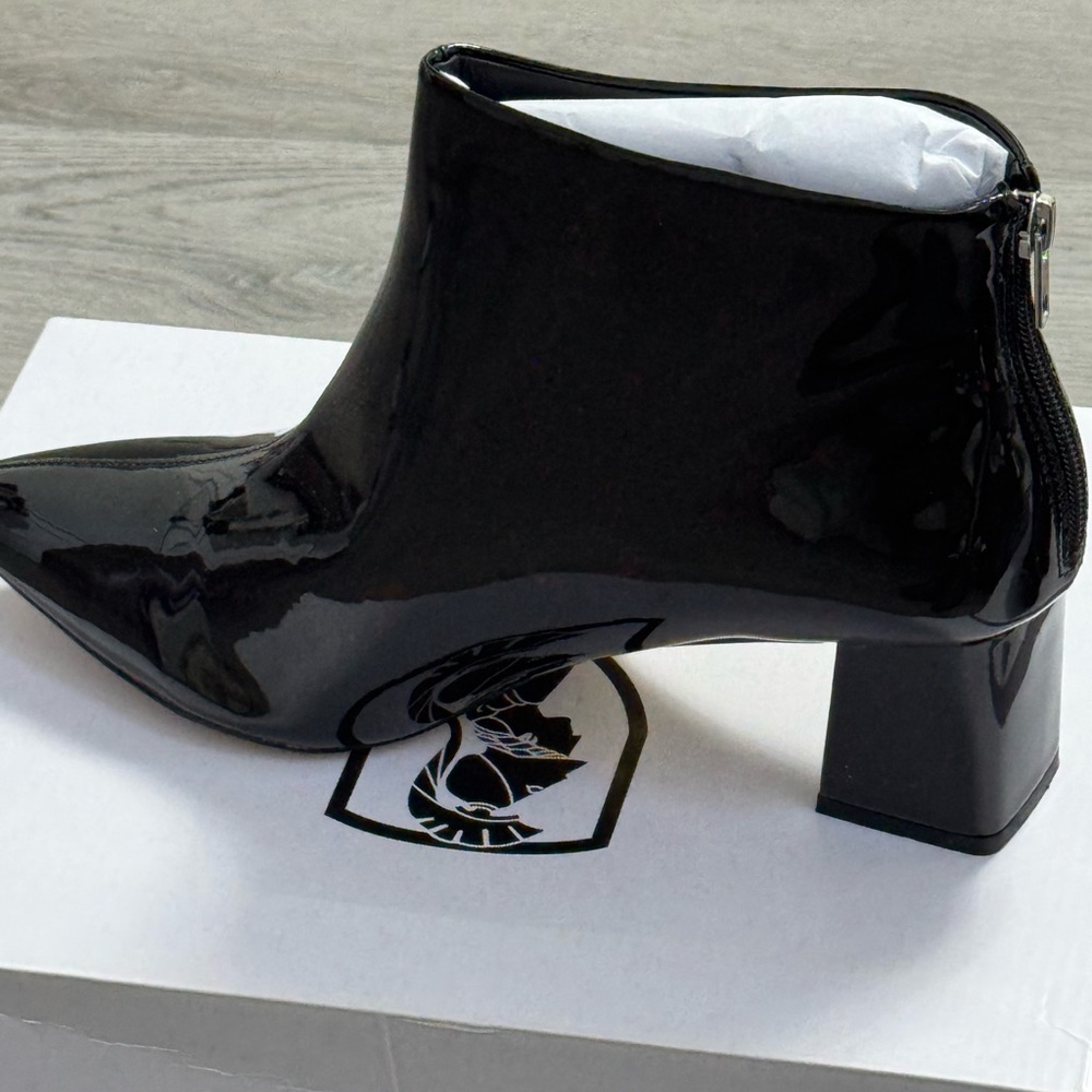 VHNY Glossy Black Ankle Booties